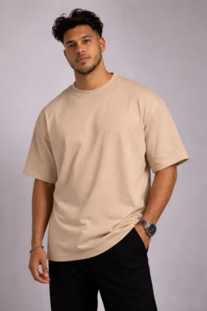 Oversized Unisex T-Shirt 240 GSM | 100% Cotton French Terry – Beige
