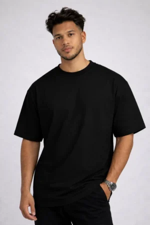 Oversized Unisex T-Shirt 240 GSM | 100% Cotton French Terry – Black