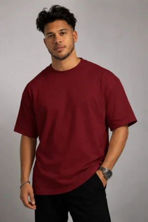 Oversized Unisex T-Shirt 240 GSM | 100% Cotton French Terry – Maroon