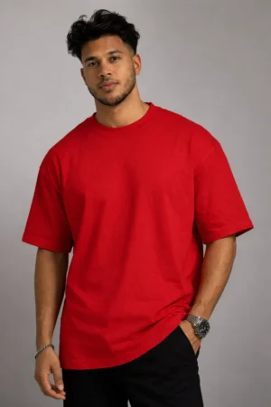Oversized Unisex T-Shirt 240 GSM | 100% Cotton French Terry – Red