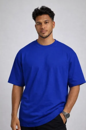 Oversized Unisex T-Shirt 240 GSM | 100% Cotton French Terry – Royal Blue