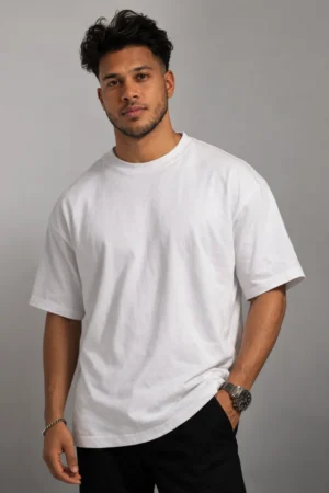 Oversized Unisex T-Shirt 240 GSM | 100% Cotton French Terry – White