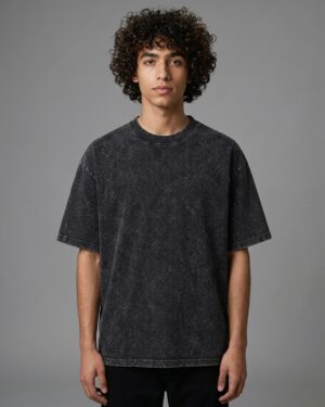 Black Acid Wash Oversized T-Shirt
