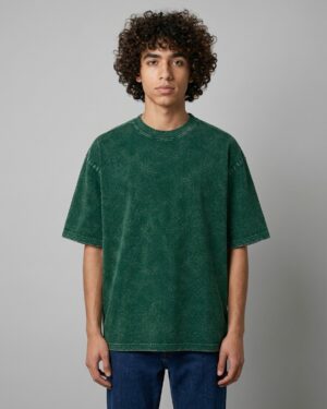 Bottle Green Acid Wash Oversized T-Shirt