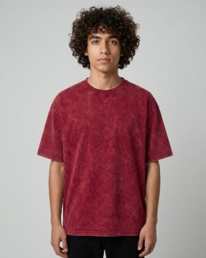 Acid Wash Oversized T-Shirt – Maroon