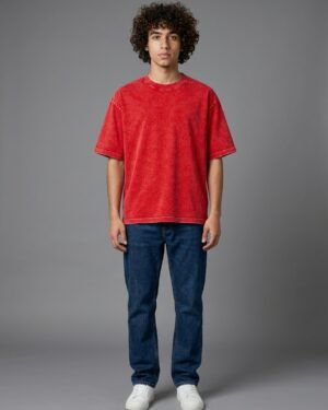Acid Wash Oversized T-Shirt – Red