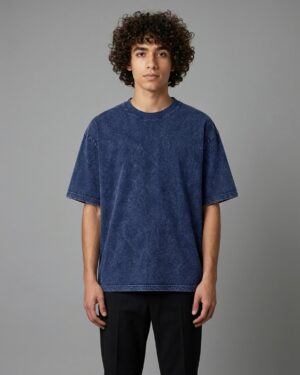 Acid Wash Oversized T-Shirt – Navy blue